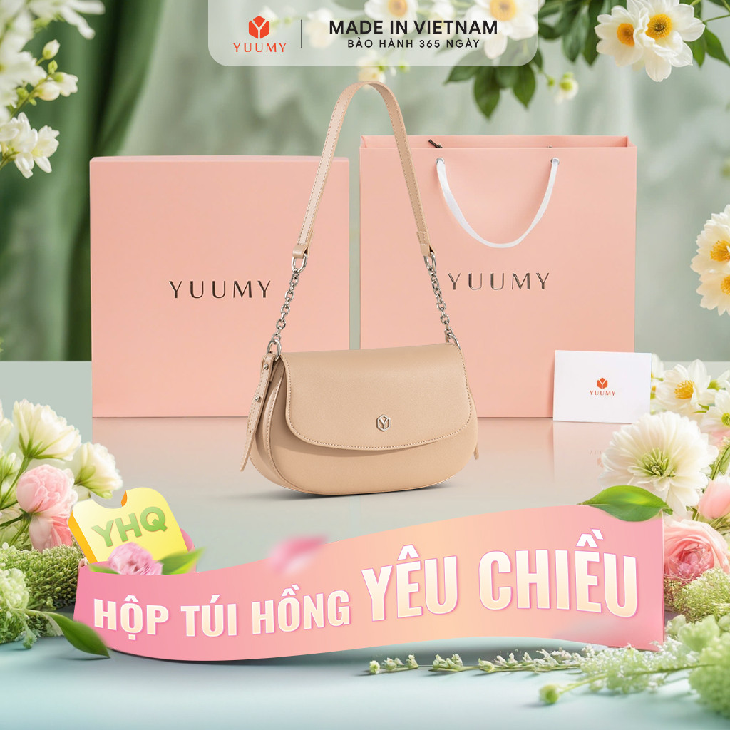 Bộ hộp quà YUUMY (Túi đeo vai nữ YUUMY YN340 + Hộp quà YHQ2 + Túi giấy YTG2 + Túi rút BVR3838 + Thiệ