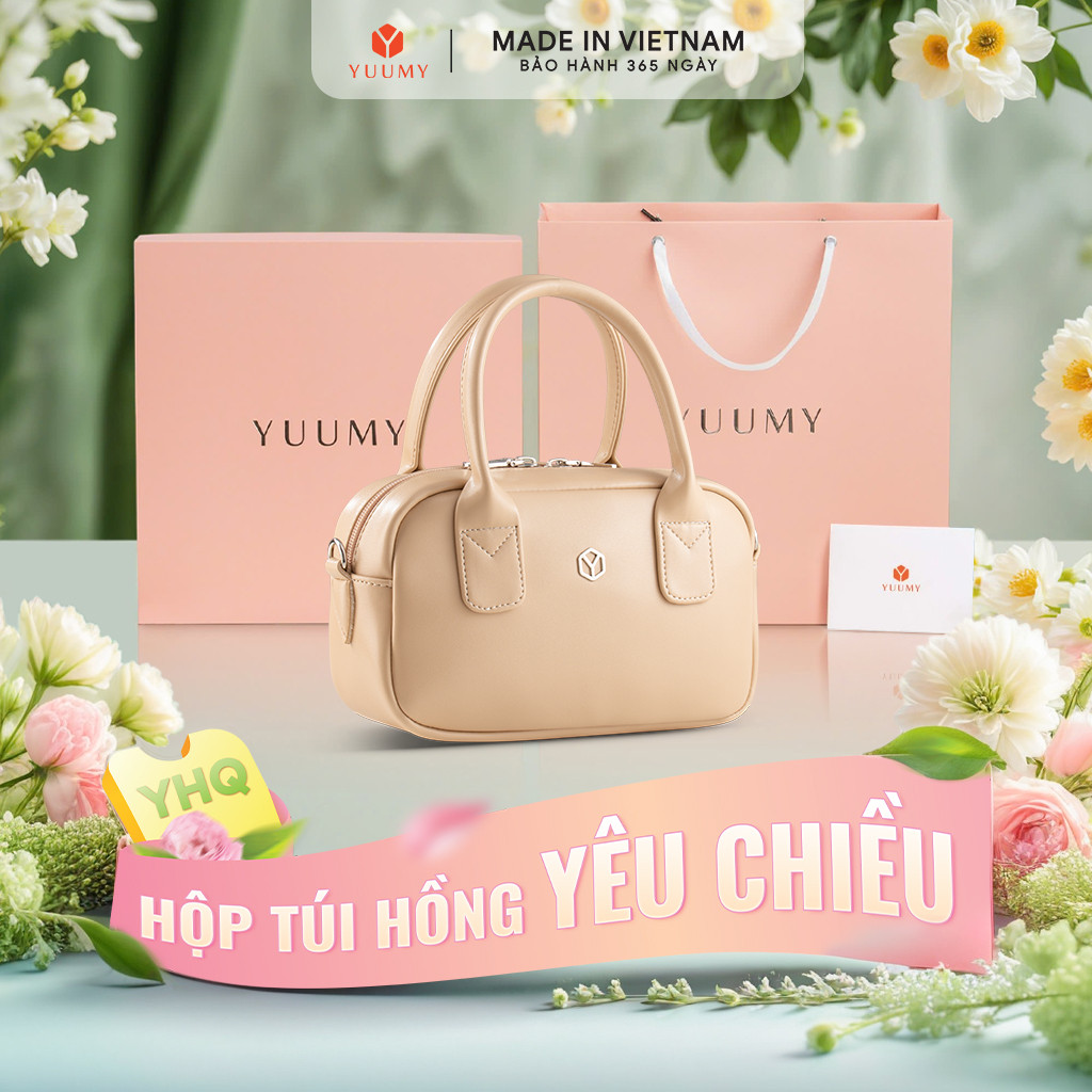 Bộ hộp quà YUUMY (Túi xách nữ YUUMY YTX89 + Hộp quà YHQ2 + Túi giấy YTG2 + Túi rút BVR3838 + Thiệp c