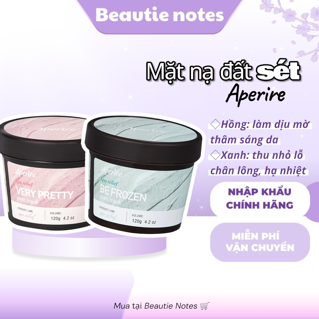 (GIAO HOẢ TỐC) Mặt nạ đất sét sáng da, thu nhỏ lỗ chân lông Aperire Spa Relief Pore Mask