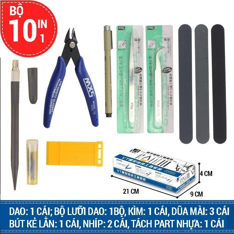 Bộ dụng cụ Gundam Tool lắp ráp đồ chơi mô hình GUNDAM BANDAI GUNPLA, Bộ từ 10 dụng cụ đến Bộ 1 dụng 