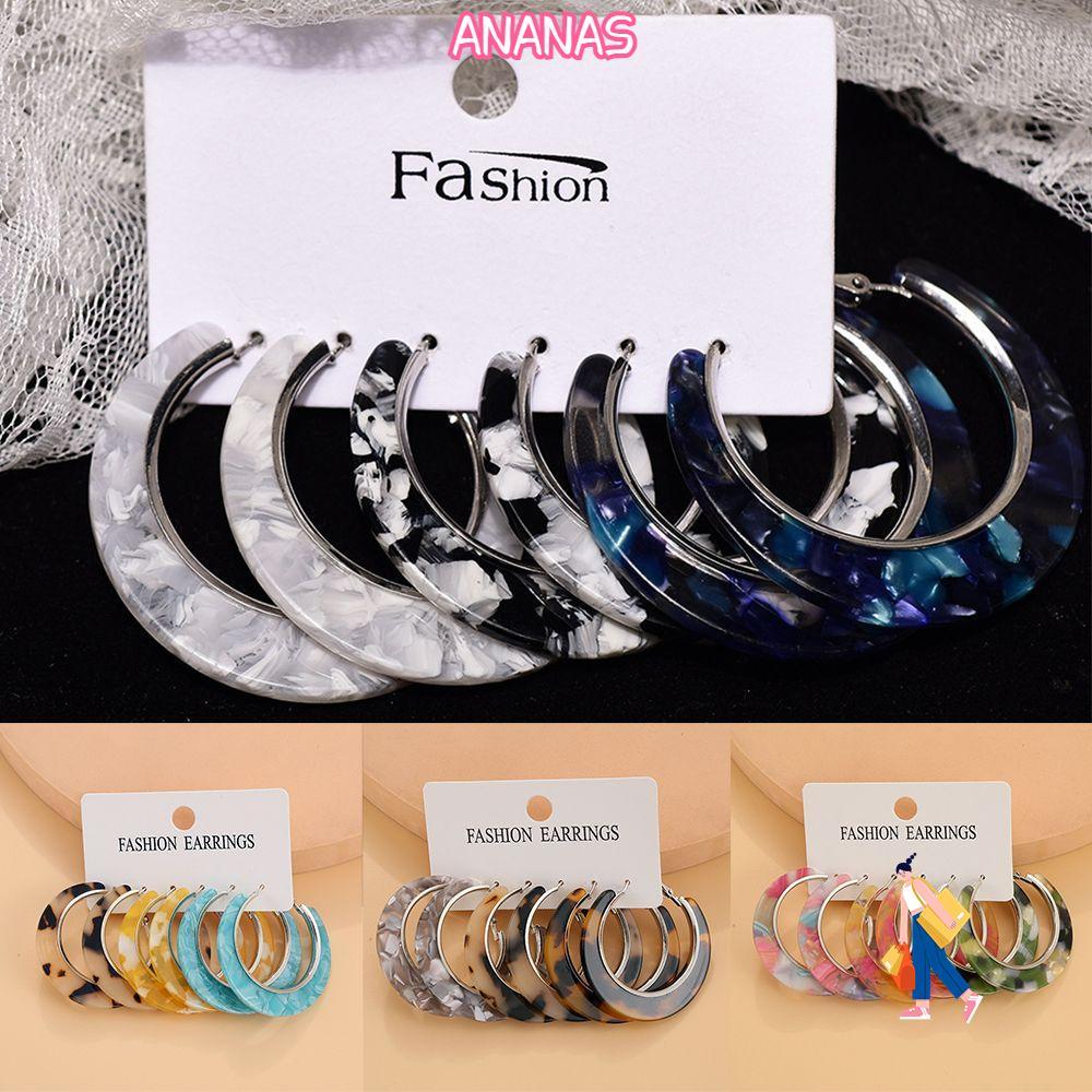 Ananas Earings Acrylic Hình Tròn Phong Cách Nữ Giới