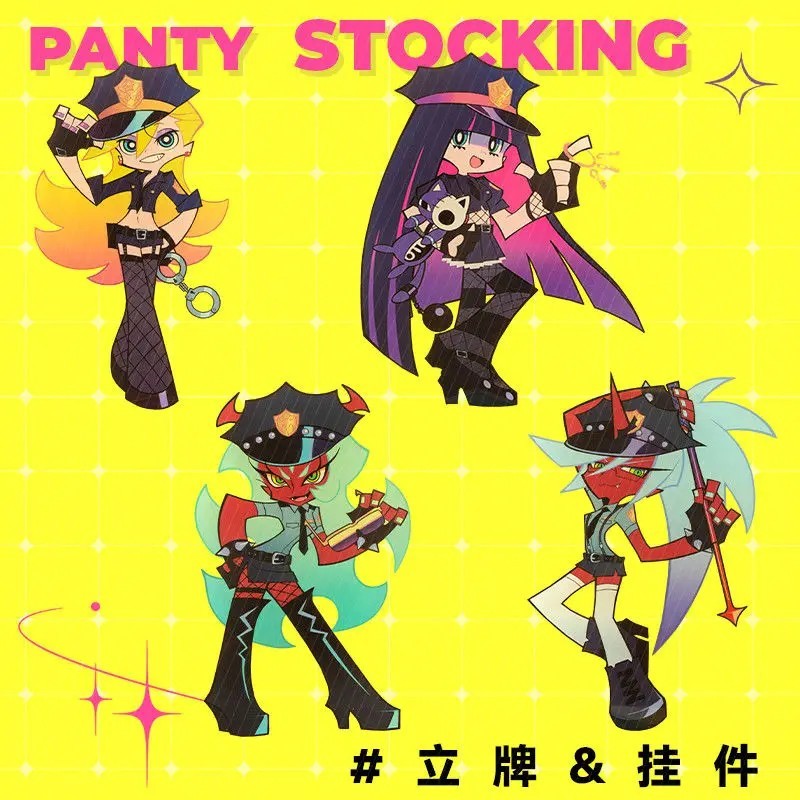 Móc khóa Acrylic Anime Panty & Stocking with Garterbelt mica trong suốt hình Panty Stocking trang tr