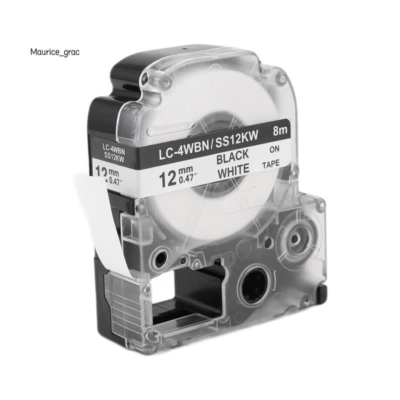 5 Gói Thay Thế -4WBN LC-4WBN9 (SS12KW) Băng Nhãn Cho LabelWorks LW300 LW400 LW500 LW700 Đen Trên Trắ