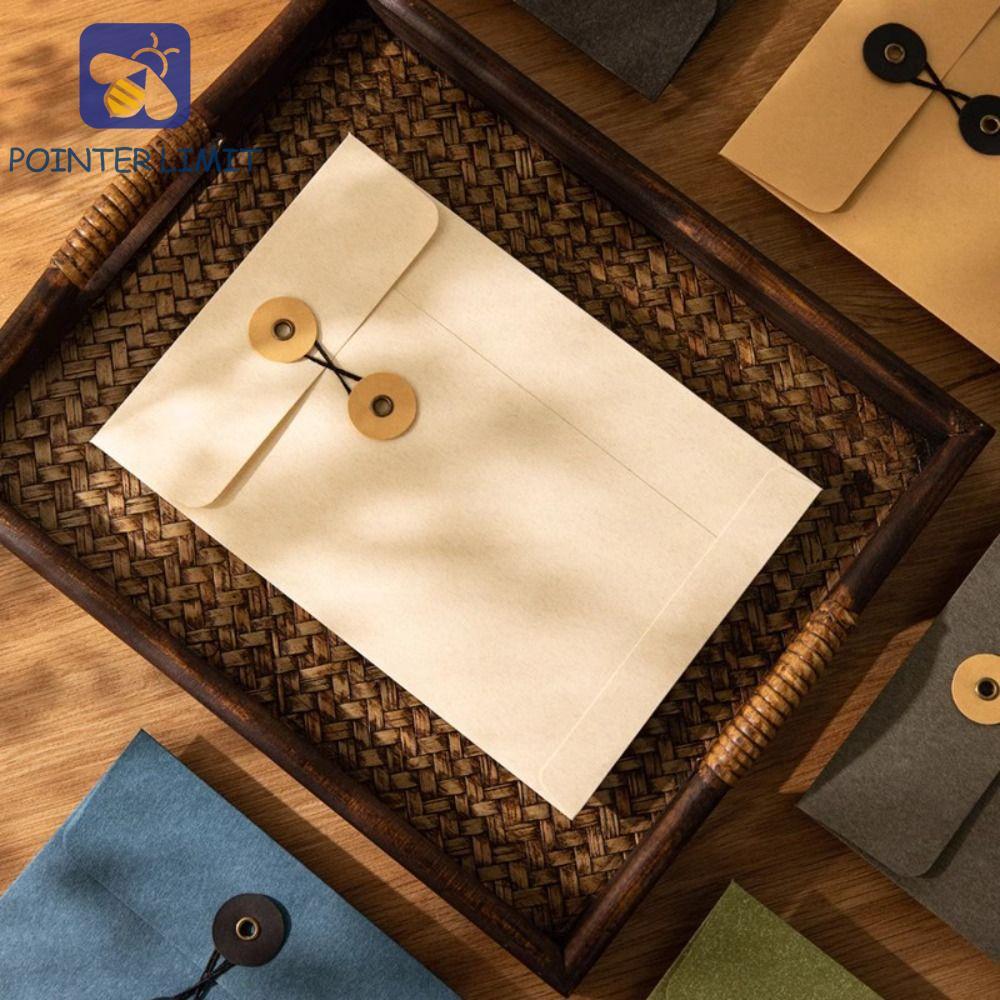 POINTER LIMIT Giấy Kraft Phong Bì, Có Dây Buộc Đóng Khóa Phong Bì Màu Nâu Vintage Retro, Thẻ Lời Mời