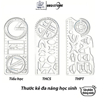 Thước kẻ đa năng 5 trong 1 xoay 360 độ,thước hình học đa năng,kẻ được nhiều hình tiện dụng cho học sinh,thước đo độ...