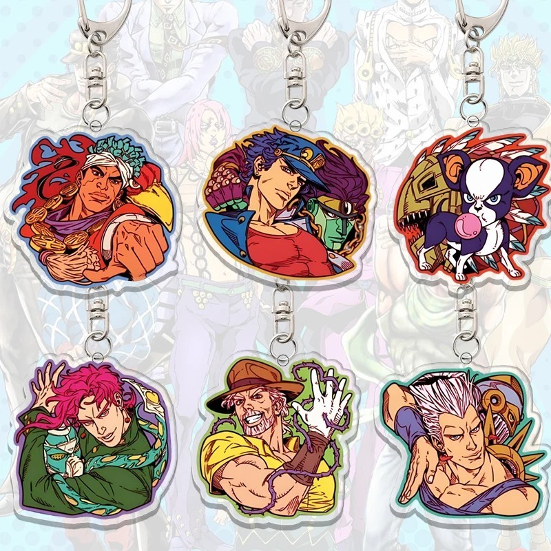 Móc khóa Anime JoJos Bizarre Adventure Stardust Crusaders mô hình mica Acrylic Jotaro Kujo Joseph Ka