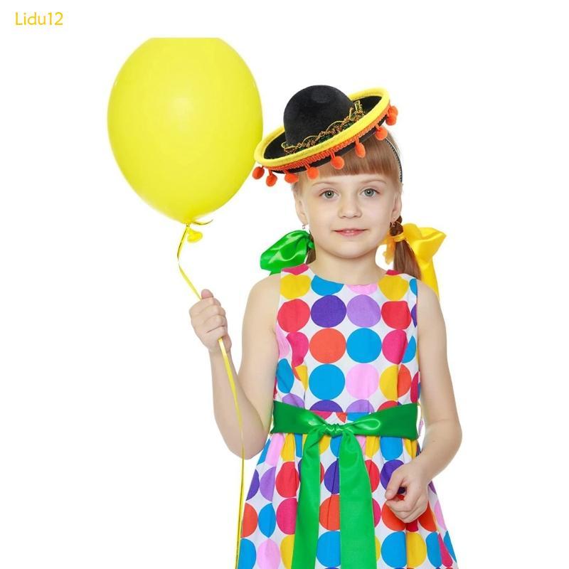 Lidu12 Mexico Sombrero Hat Hairhoop Người Lớn Trẻ Em Mũ Mini Băng Đô Chủ Đề Đảng Cung Cấp