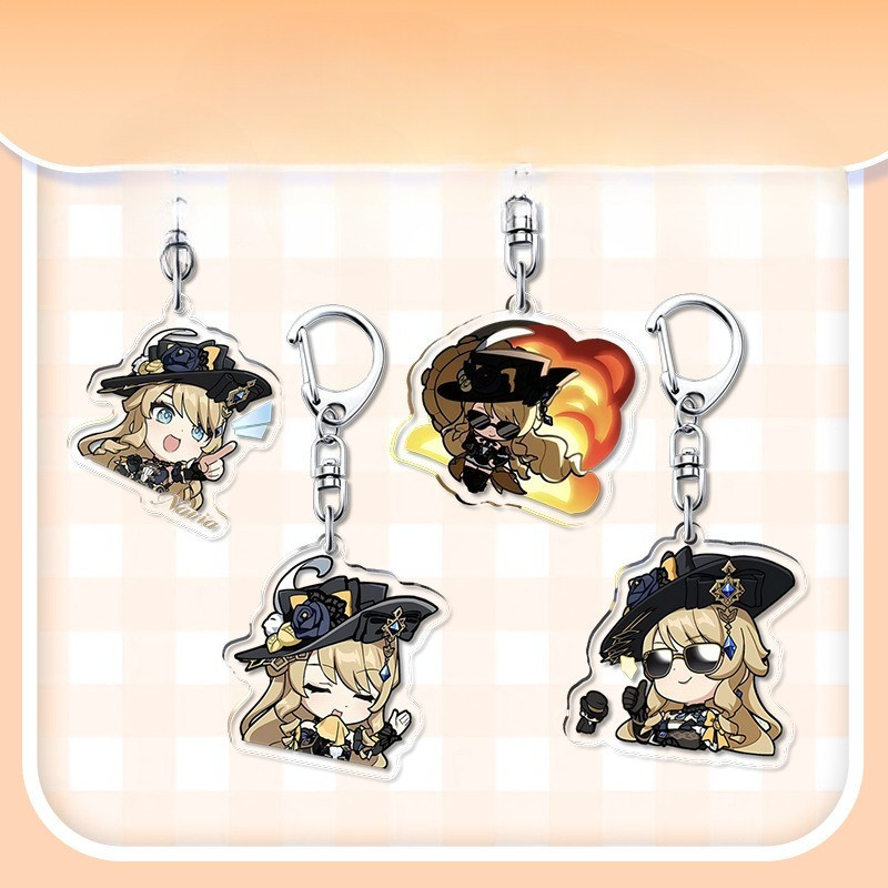 Cute Yuanshen Impacting Game Character Navia Keychain Cosplay Acrylic Key Chains Fans Christmas Gift