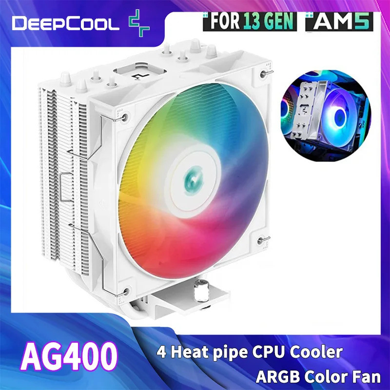 DEEPCOOL AG400 4 Ống Nhiệt CPU Làm Mát Không Khí ARGB PWM TDP 220W Bộ Tản Nhiệt CPU Cho LGA1700 1200
