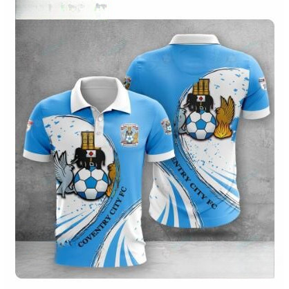 Áo thun Polo 3D dành cho người hâm mộ Coventry City FC EFL dành cho nam và nữ