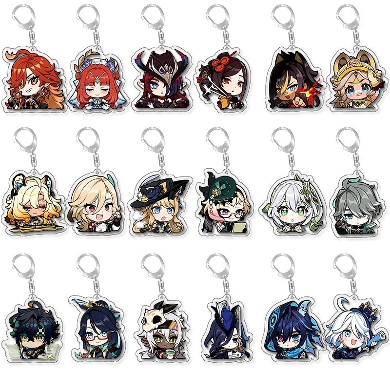 Genshin Impact Navia Mavuika Kinich Kachina Cute Pendant Figure Acrylic Keychain Keyring Collection 