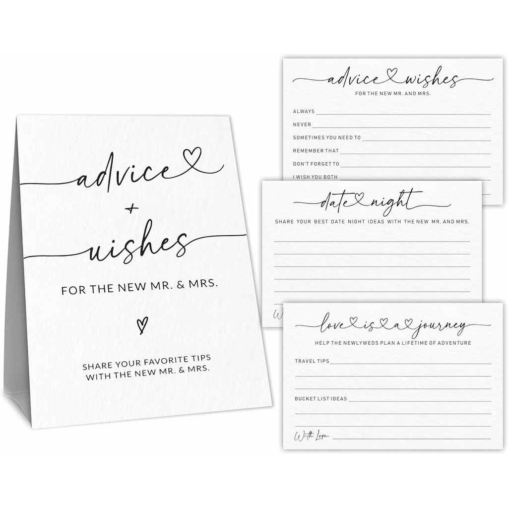 45 Thiệp Khuyên - Lời Chúc Cho Mr & Mrs Advice Sign -A Stand Sign Với 3 Loại 4 x 6 Thiệp Khuyên -Váy