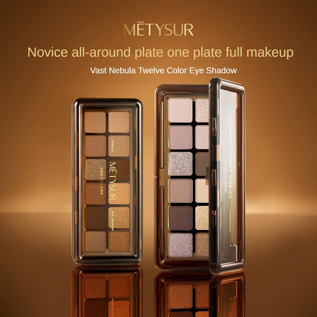 METSUR Meiti Show Vast Nebula Mười Hai Màu Phấn Mắt Màu Kết Xuất Trang Điểm Giữ Màu Đất Mờ Fine Flas
