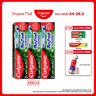 Bộ 3 Kem đánh răng Colgate Maxfresh Bamboo Charcoal 225g/tuýp tặng bàn chải