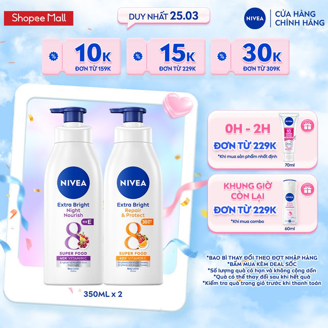 Bộ 2 Sữa Dưỡng Thể NIVEA 8 Super Foods Ngày Và Đêm Dưỡng Sáng Da | Phục Hồi | Bảo Vệ Da (350 ml) - 9