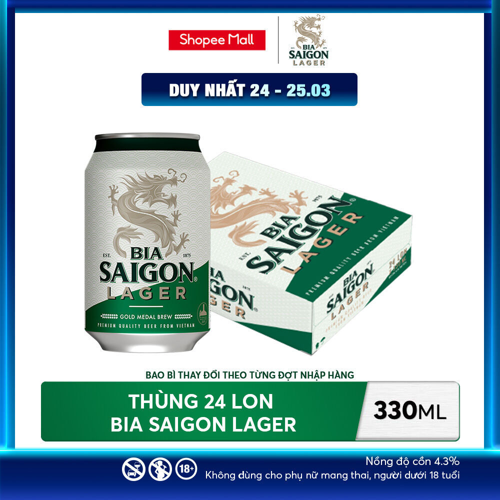 Nồng Độ Cồn 4.3% - Thùng 24 Lon Bia Saigon Lager 330ml