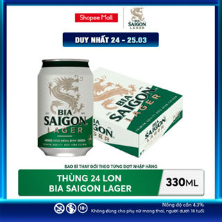 Nồng Độ Cồn 4.3% - Thùng 24 Lon Bia Saigon Lager 330ml