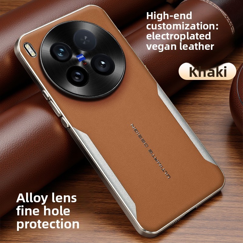 Dành Cho Vivo X300 Ultra X300S X300 Pro Ốp Lưng Sang Trọng Bao Da Kim Loại Bảo Vệ Cạnh Mềm Ốp Lưng C