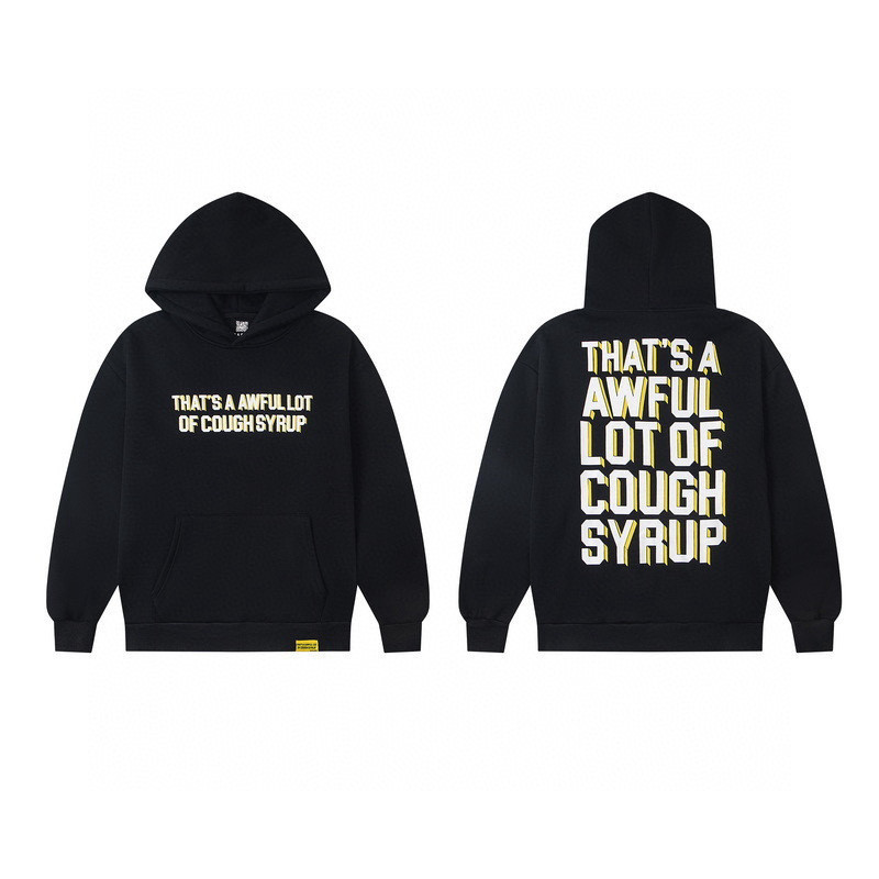 UHDV THAT'S A AWFUL LOT OF COUGH SYRUP American-style fleece-lined hooded sweatshirt, loose and tren