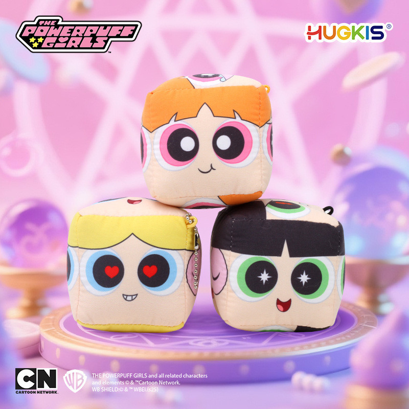 Spot Goods#Authentic Powerpuff Girls plush pendant cartoon doll with cube-shaped expression dice, un