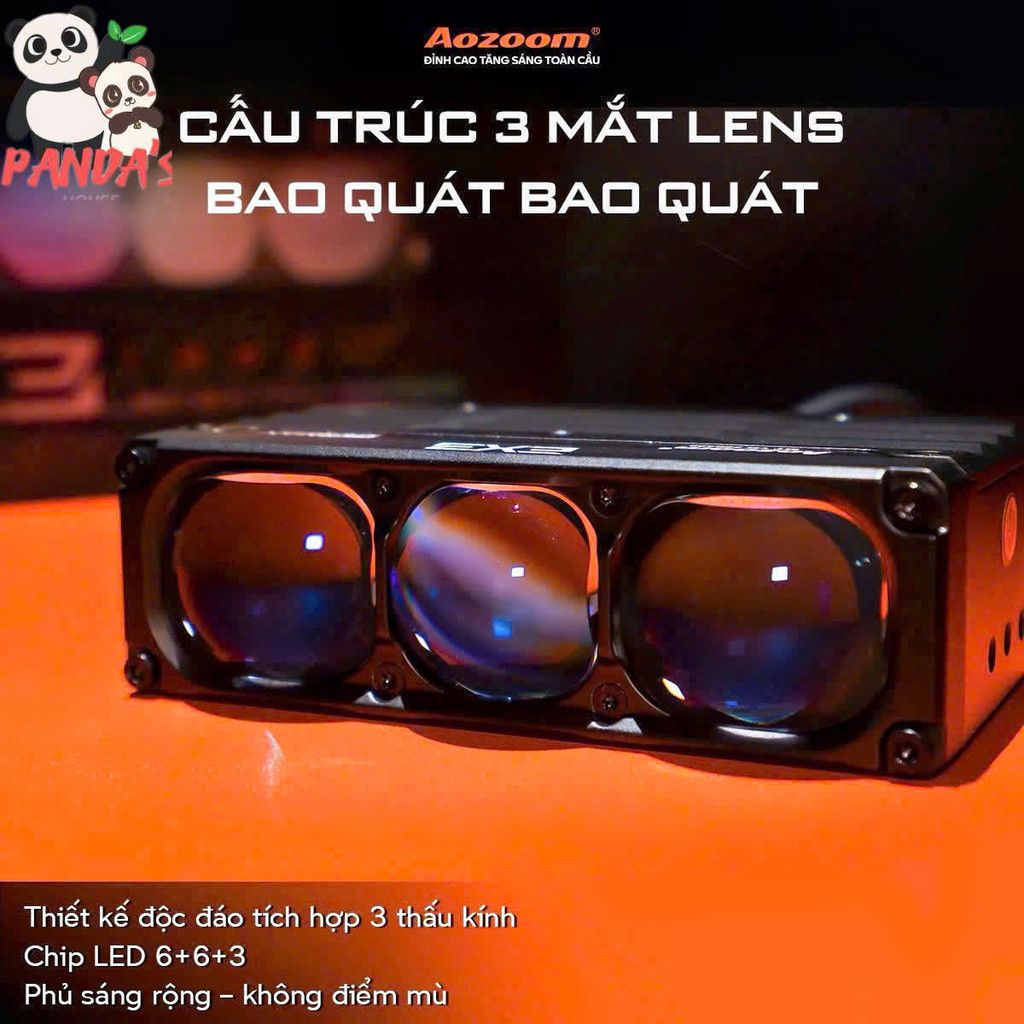 AOZOOM EX3 nhiệt màu 3000k và 5000k - Siêu phẩm đèn trợ sáng bi led 2025, công suất 95W(giá 1 đôi)