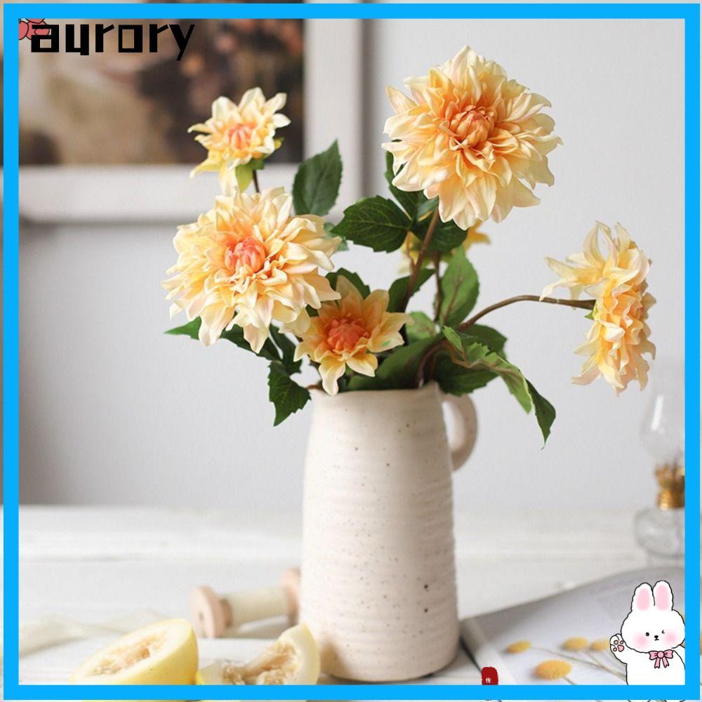 AURORY Hoa Dahlia nhân tạo, Chất liệu sắp xếp hoa đầy màu sắc Cảm ứng thật Dahlia, Sắp xếp hoa Handm