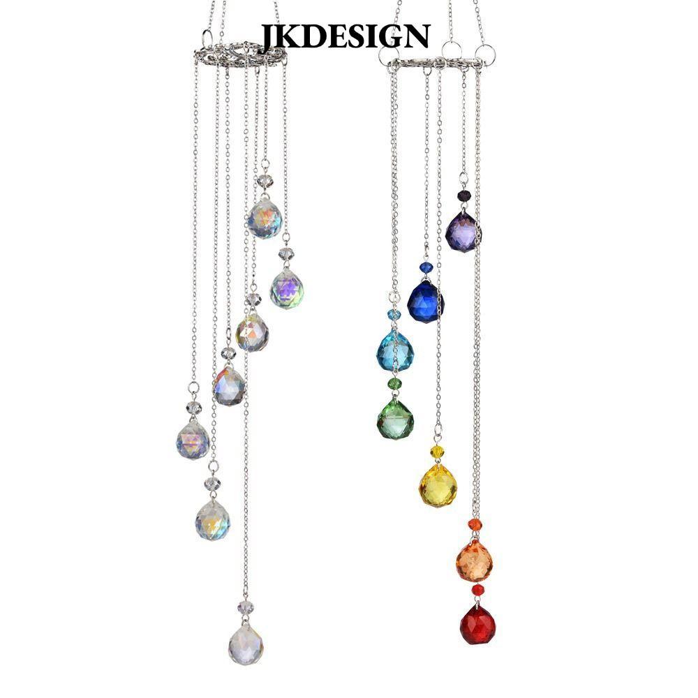 JKDESIGN Sun Catcher Crystal, Pha lê treo kính màu AB, Máy làm cầu vồng Chuông gió bảy màu