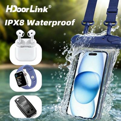 Túi đựng điện thoại chống nước HdoorLink 8 Inch có dây treo Kẹp đôi màn hình cảm ứng kín Túi đựng điện thoại chống nước