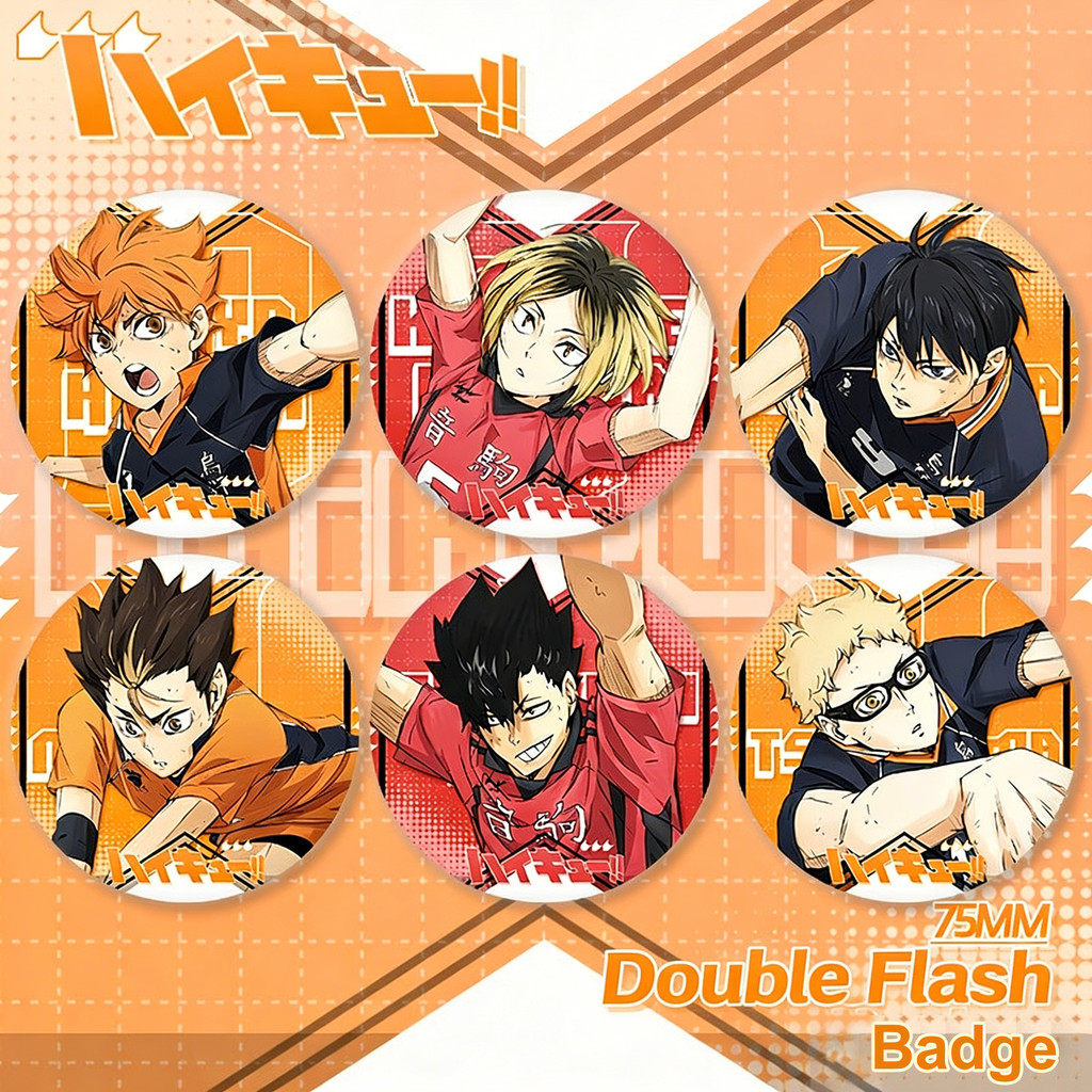 Cosplay Outfit Anime Haikyū, Badge & Pin Set - Characters: Kozume Kenma, Kuroo Tetsurou, Hinata Shou