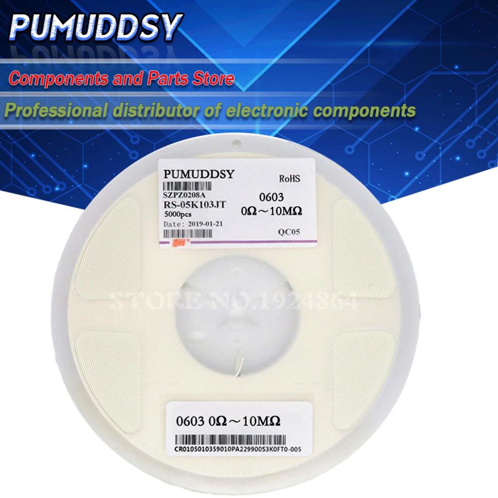 5000 Cái 0603 Điện trở chip SMD 1 / 8W 0 ohm ~ 10M ohm 0R 1K 4.7K 4K7 10K 100K