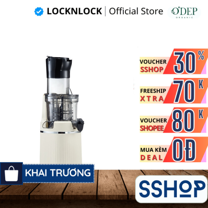 Máy ép chậm Locknlock Bianco Slow Juicer 0.8L màu trắng ngà EJJ421IVY - SSHOP SSO