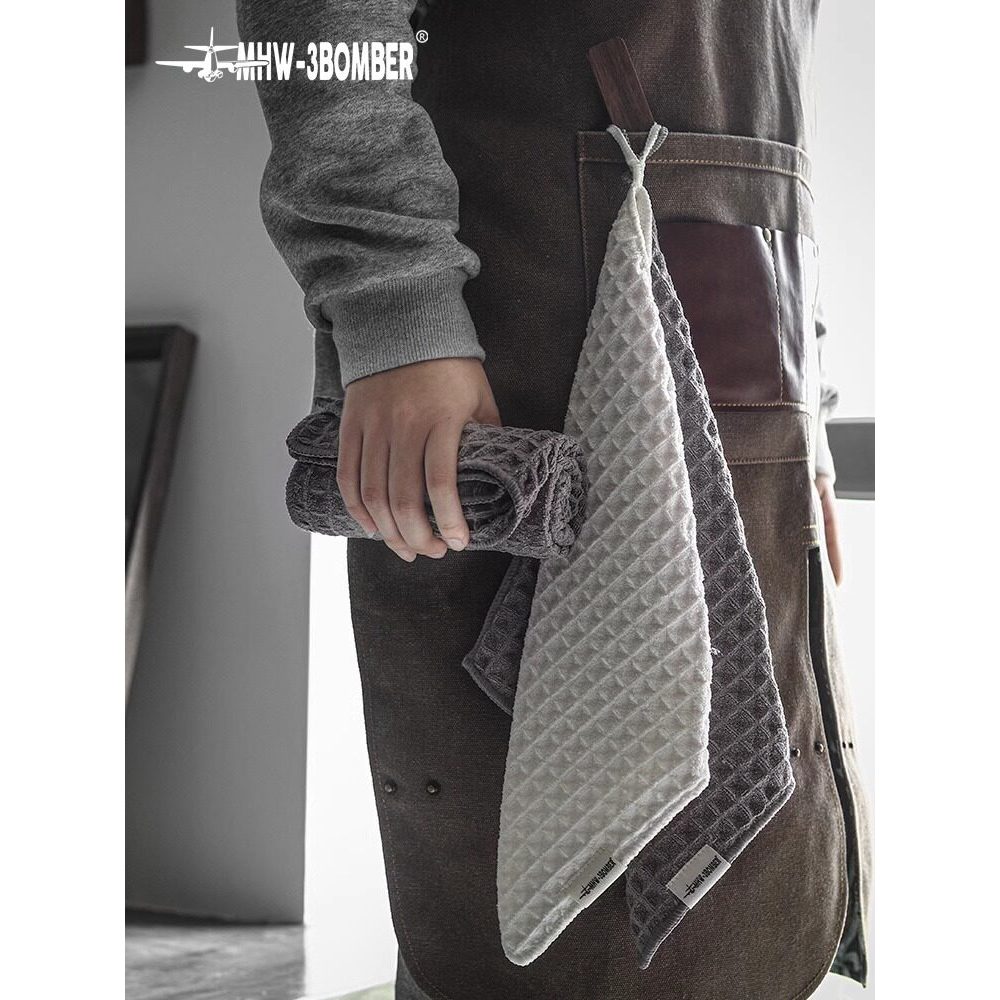 MHW-Bomber Thanh Khăn Barista Cùng Phong Cách Đặc Biệt Rag Có Dây Buộc Khăn Nhỏ Thấm Hút Nước Nhanh 