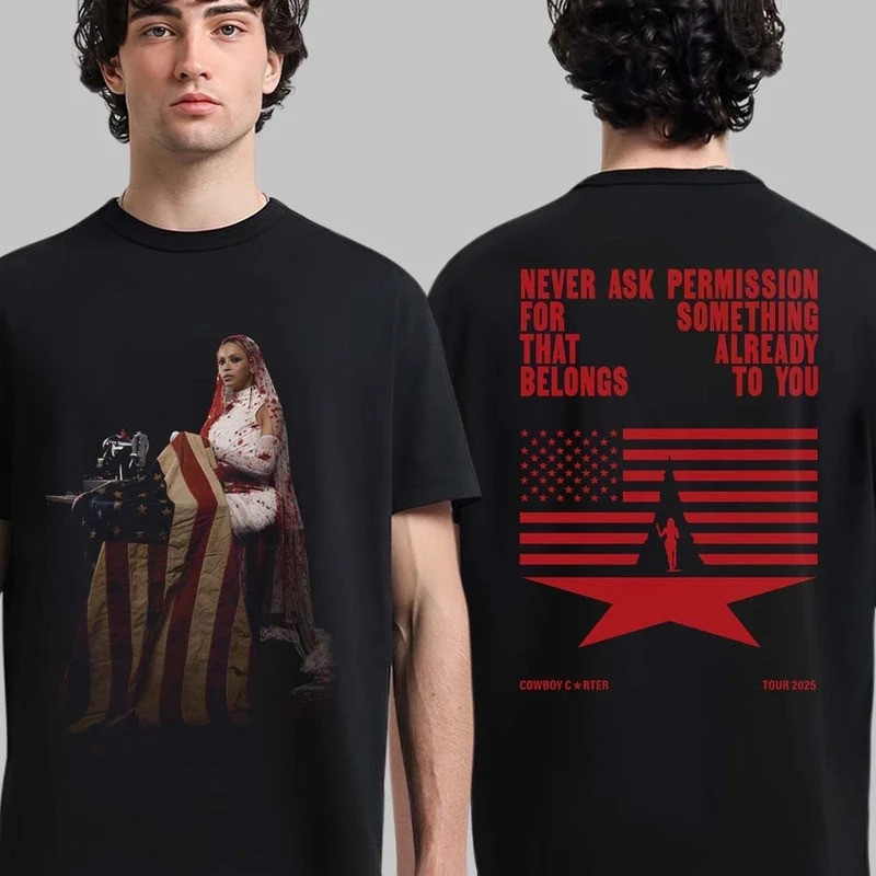 Beyonce Cowboy Carter Tour Hồi giáo Tee Không bao giờ xin phép cho quần áo dạo phố Cotton nam