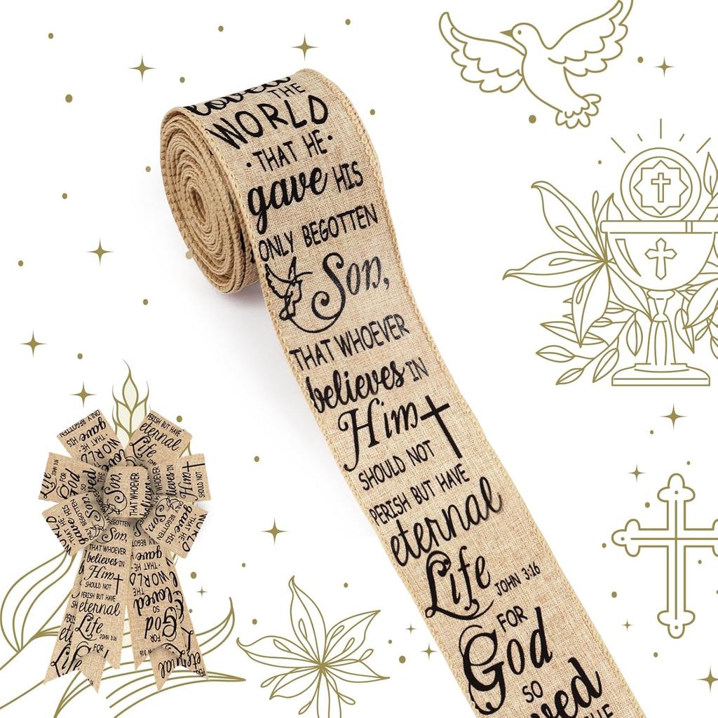 ALIBBON 2.5 "" × 10 Yd Ruy Băng Phục Sinh Tôn Giáo Ruy Băng Tự Nhiên Ruy Băng Có Dây Phục Sinh Cho V