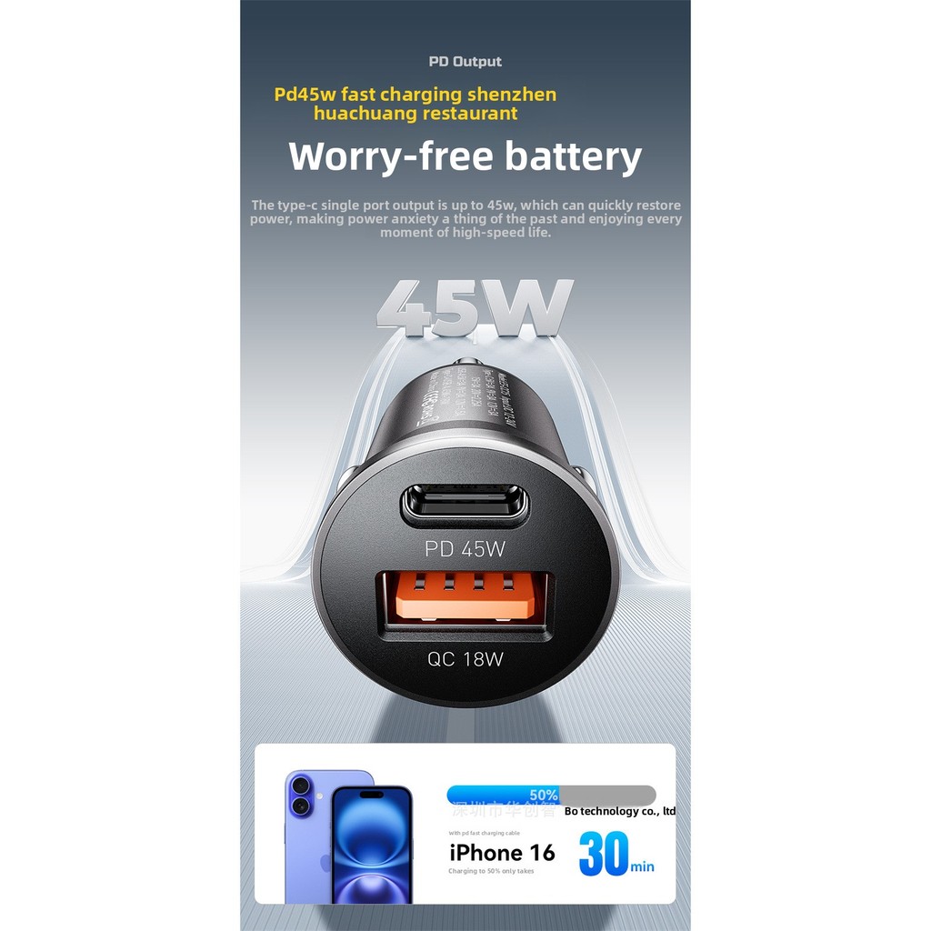 ESSAGER ESSAGER Mini 45W Sạc Ô Tô A + C Cổng Kép PD Sạc Nhanh Xe Ô Tô Sạc Điện Thoại Di Động Xe Thuố