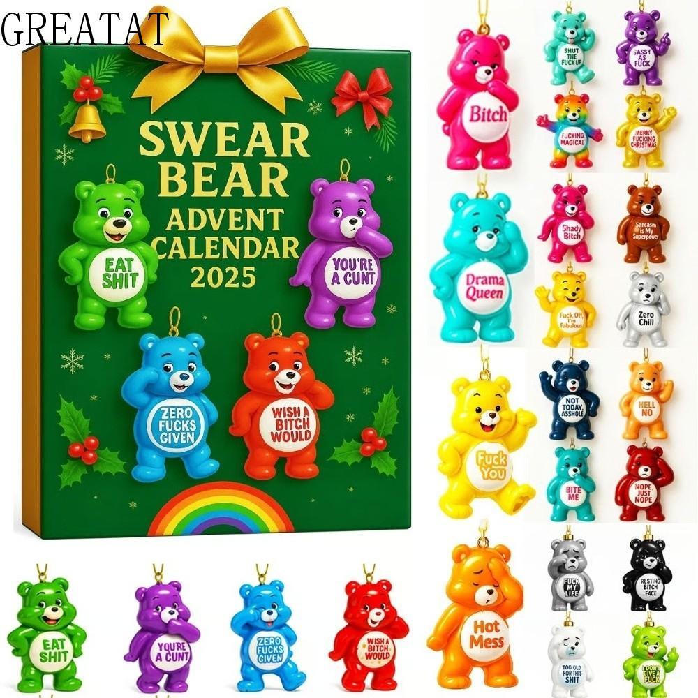 GREAT Swear Bear Advent Calendar, Trang trí Giáng sinh 24 Sassy Bears Lịch đếm ngược Giáng sinh, Sán