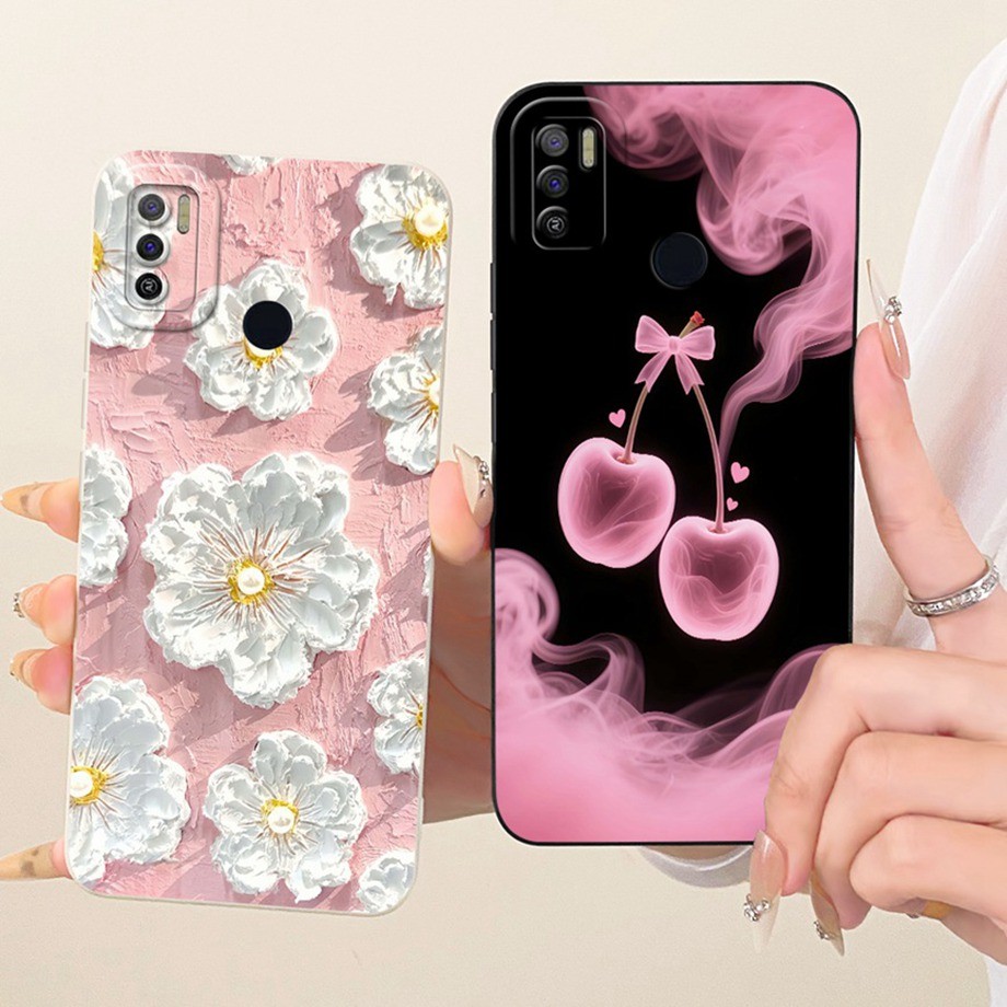 Dành Cho Tecno Spark 5 Air 6Air Case KD6a KE6 Hoa Phong Cách Anh Đào Sơn Bao Silicon Mềm Cho Tecno S