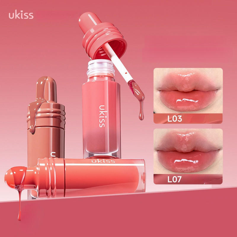 UKISS Son Bóng Son Bóng Ánh Đường Khuôn Môi Dưỡng Ẩm Ánh Nước Môi Bóng Nước Lâu Trôi 3g