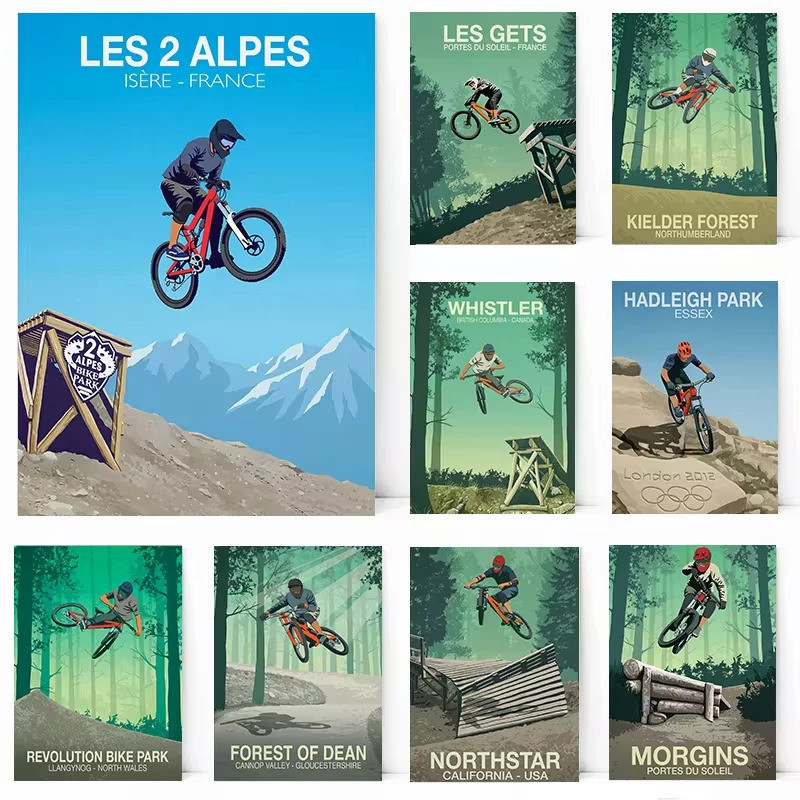 Xe Đạp Đường Dài Poster Morzine Mountain Creek Mountain Creek Sun Valley Tranh Canvas Hiện Đại Treo 