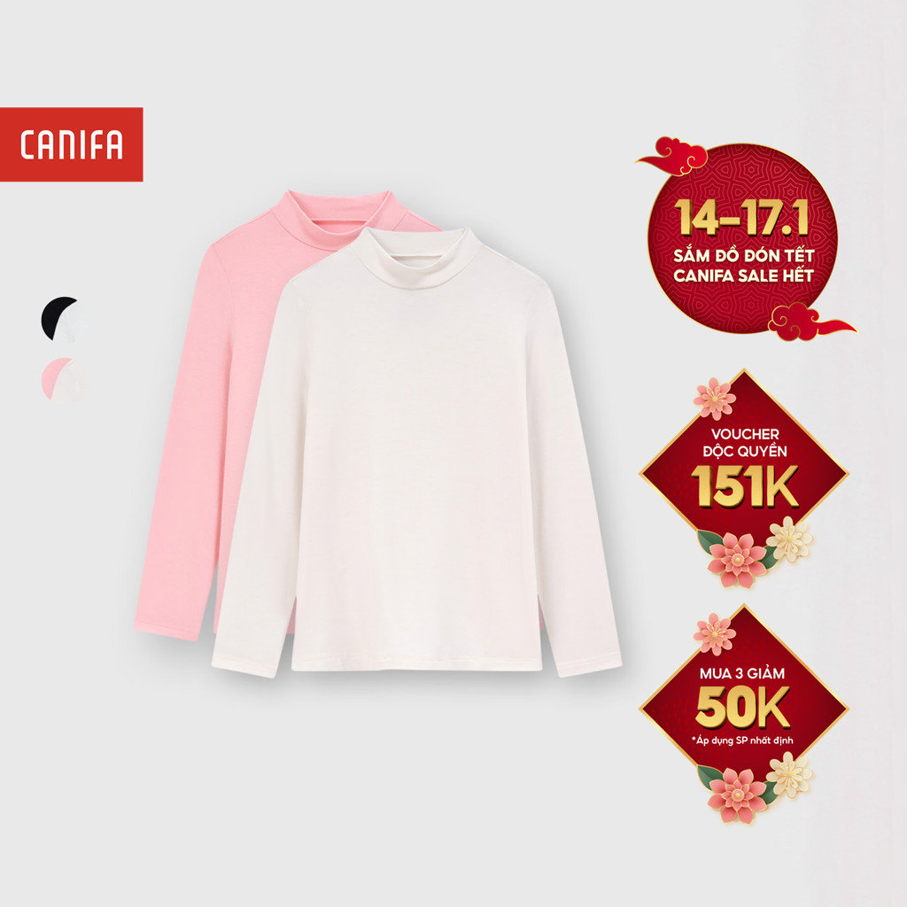 Combo 2 áo giữ nhiệt bé gái CANIFA dài tay cổ cao 1IS25W003