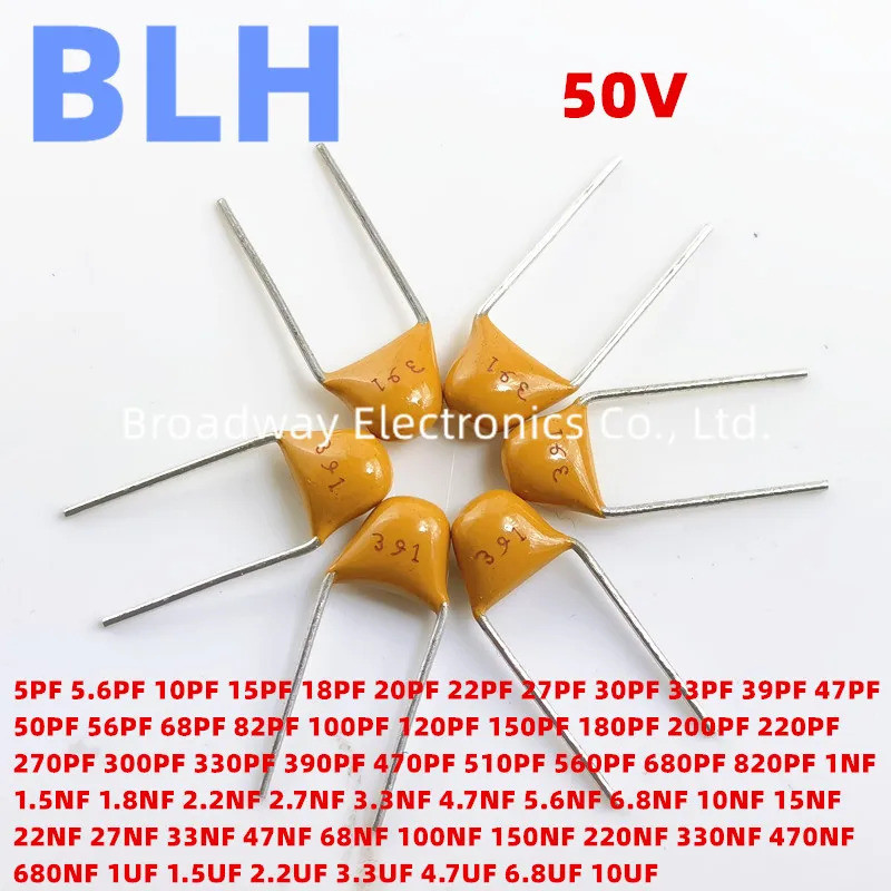 100 Chiếc Tụ Nguyên Khối 50V 150PF 151 180PF 181 200PF 201 220PF 221 270PF 271 300PF 301 330PF 331 3