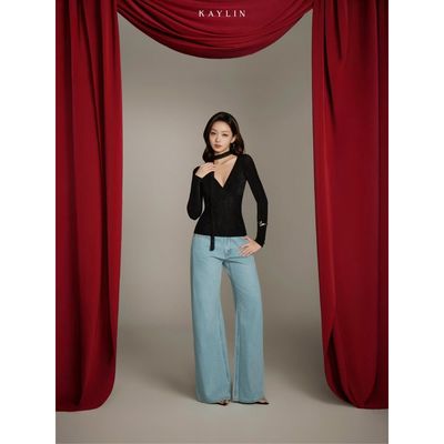 Quần Jean KAYLIN Wide-Leg form suông cạp thấp ống rộng chất vải Denim dầy dặn TET COLLECTION - Q126T1