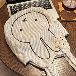 [XKB] Túi Tote di động dung tích lớn họa tiết thỏ hoạt hình, Túi mua sắm thời trang vải nhung, Túi đeo vai phù hợp cho bé gái thêu