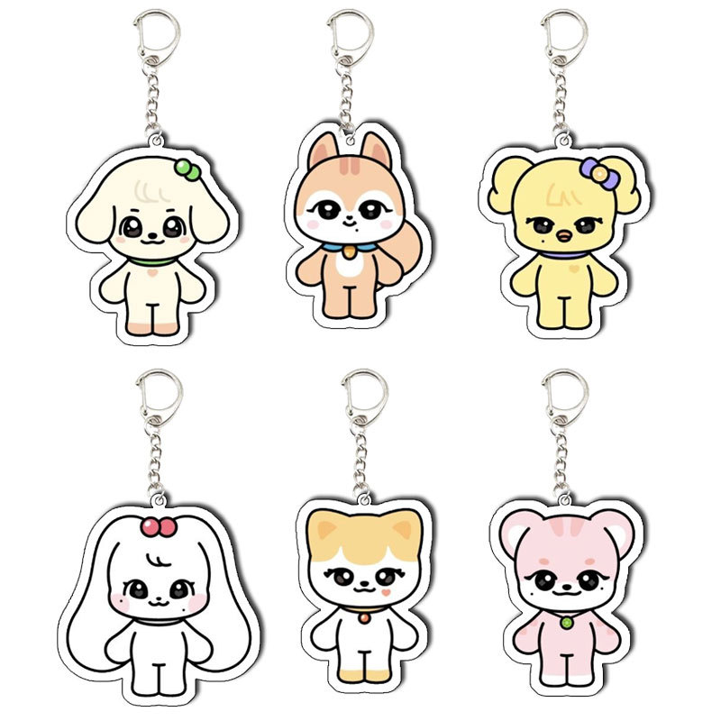 IVE MINIVE Cartoon Figure Keychain WonYoung YuJin GANGANJI  Rei LEESEO LIZ Acrylic Pendant IVE MINIV