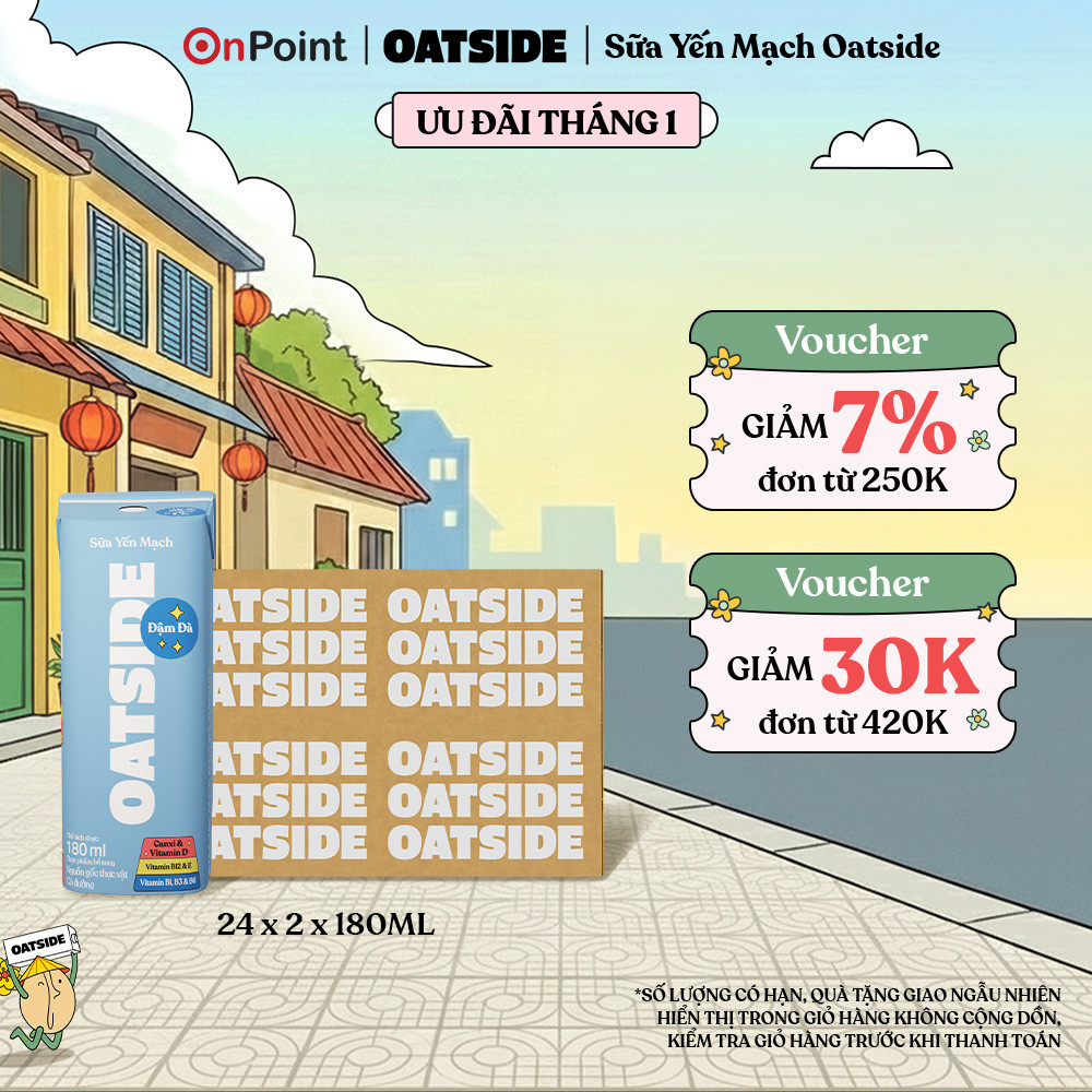 Combo 2 Thùng 24 hộp Sữa yến mạch OATSIDE Đậm Vị Deluxe 180ml (180ml x 24)