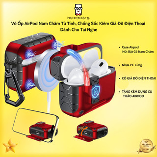 Vỏ Ốp AirPod Nam Châm Từ Tính, Chống Sốc Kiêm Giá Đỡ Điện Thoại Dành Cho Tai Nghe Pro/ Pro 2/ Pro 3