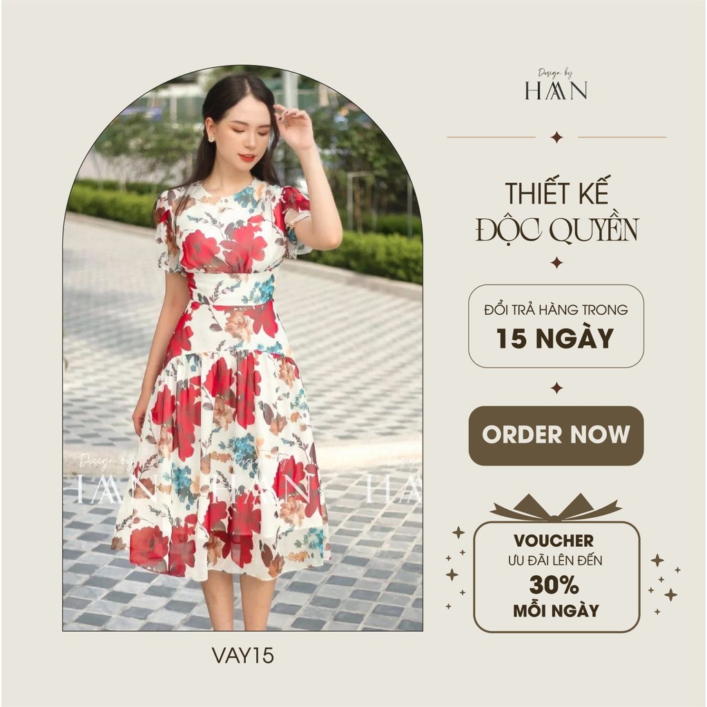 Váy công sở HAAN DESIGN cách điệu tay dáng xòe chất liệu ren mềm mại làn da (VAY15)