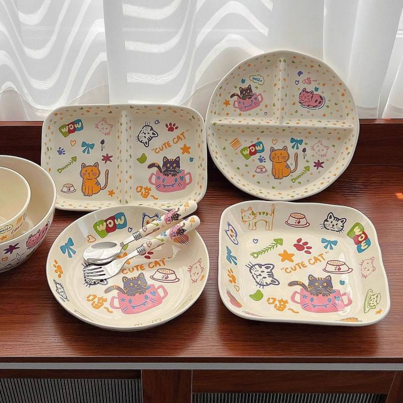 Cartoon Dinner Plate Tableware Breakfast Household Ceramic Plates Cute Children Dish 8bJs