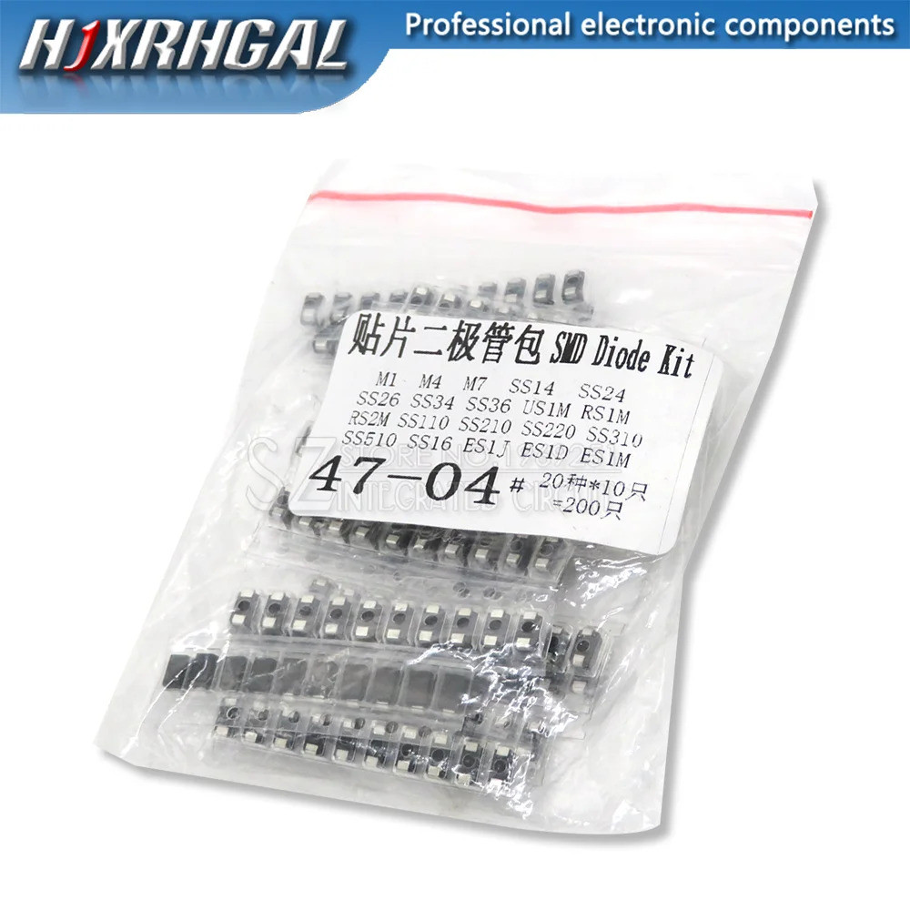 20value * 10 CÁI = 200 CÁI SMD diode Các loại Kit chứa SS110 SS220 SS210 SS310 SS510 SS16 SS26 SS34 