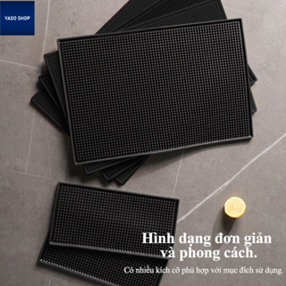 Thảm chống thấm nước màu đen, thảm cao su dày, đế lót tách trà, chịu được nhiệt và lạnh, dễ vệ sinh.